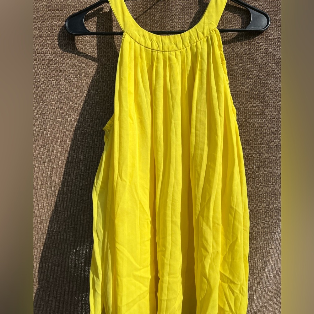 Love J pleated silky top Blouse in sunshine yellow women’s Sz XL